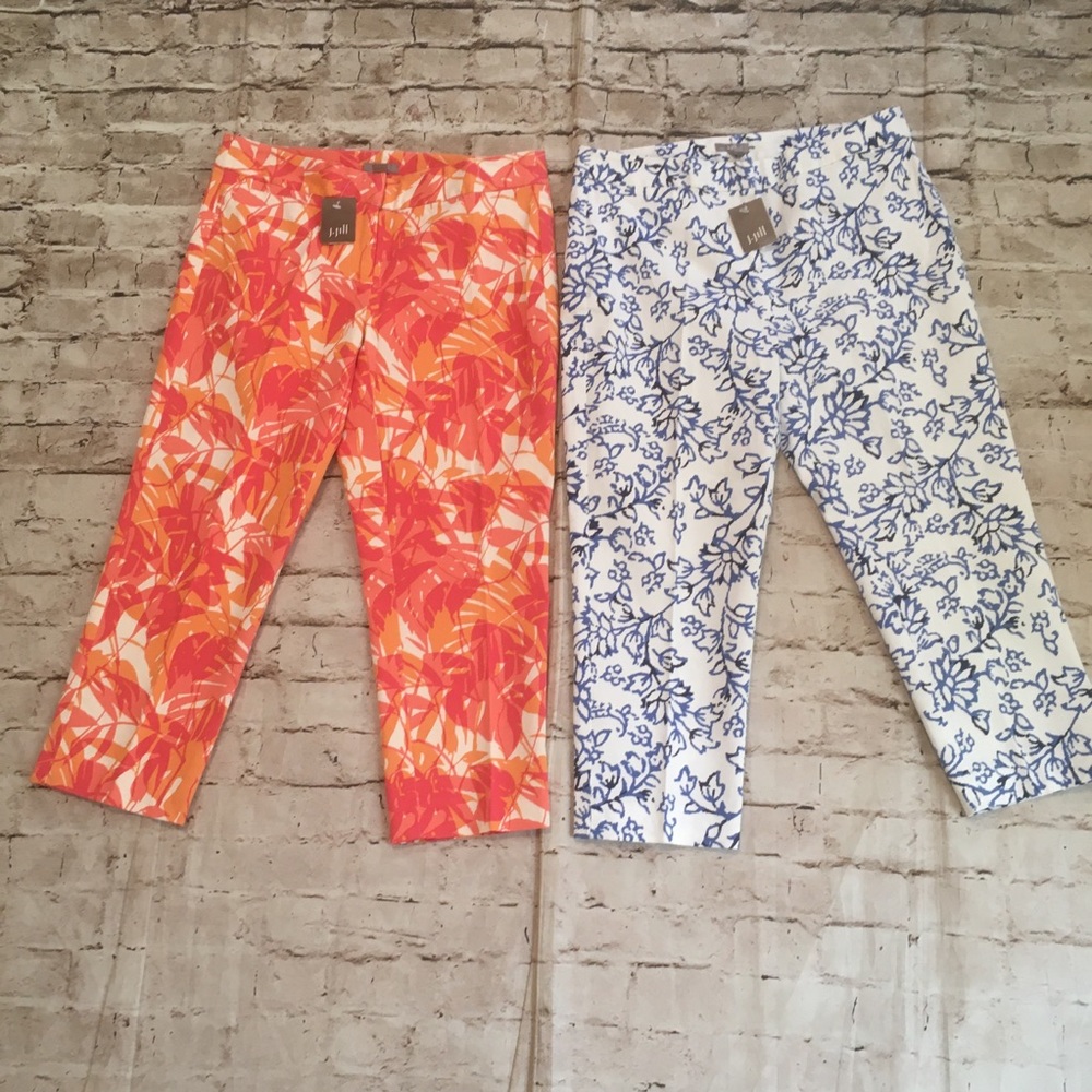 NWT J-Jill bundle of 2 floral cotton capris size 2